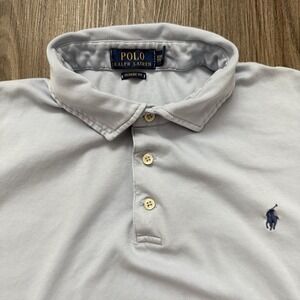 Ralph Lauren Polo Shirt Mens 2XL Blue Custom Slim Fit Short Sleeve Pony Golf